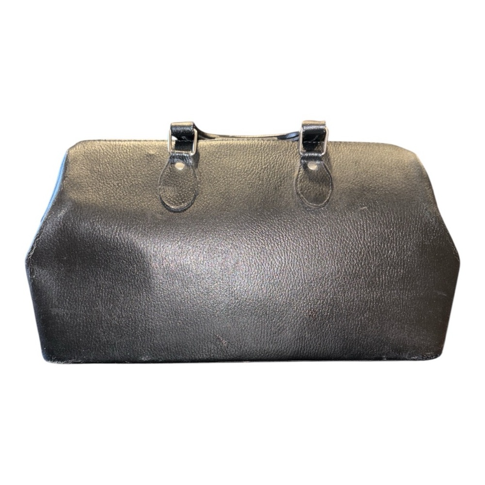 Vintage Rare Black Leather Doctor’s Bag Silver Hardware Made in Hungary - Picture 4 of 14